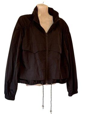 Garnet Hill Any Day Lightweight Jacket Nylon Black Inside Pocket Zip Front Small